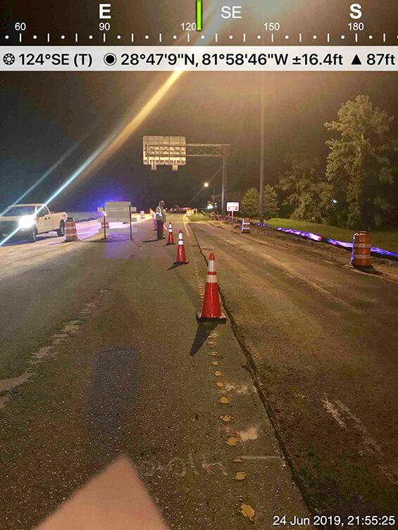 Temporary traffic shift for paving operations at the Okahumpka Service Plaza