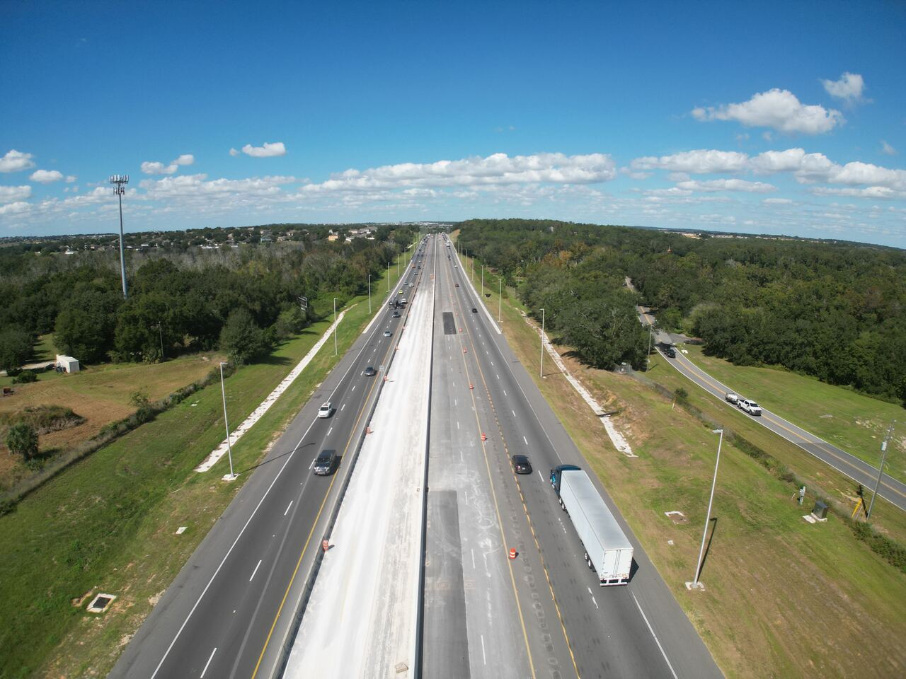 Aerial photo of Florida’s Turnpike widening at Mile Marker 276 (Northbound), October 2025 (Late)