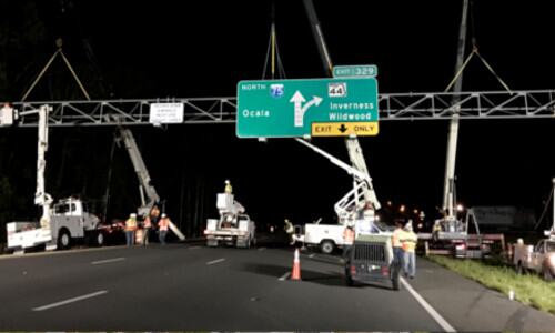 Widened I-75 roadway and new flyover ramp at the Wildwood interchange with Florida’s Turnpike